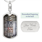 Worship | Blocks | Dog Tag Keychain - Givtz Back