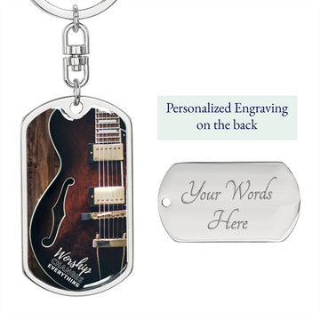 Worship Changes Everything | Electric Guitar Hollow | Dog Tag Keychain - Givtz Back