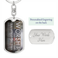 Worship Changes Everything | Blocks | Dog Tag Keychain - Givtz Back