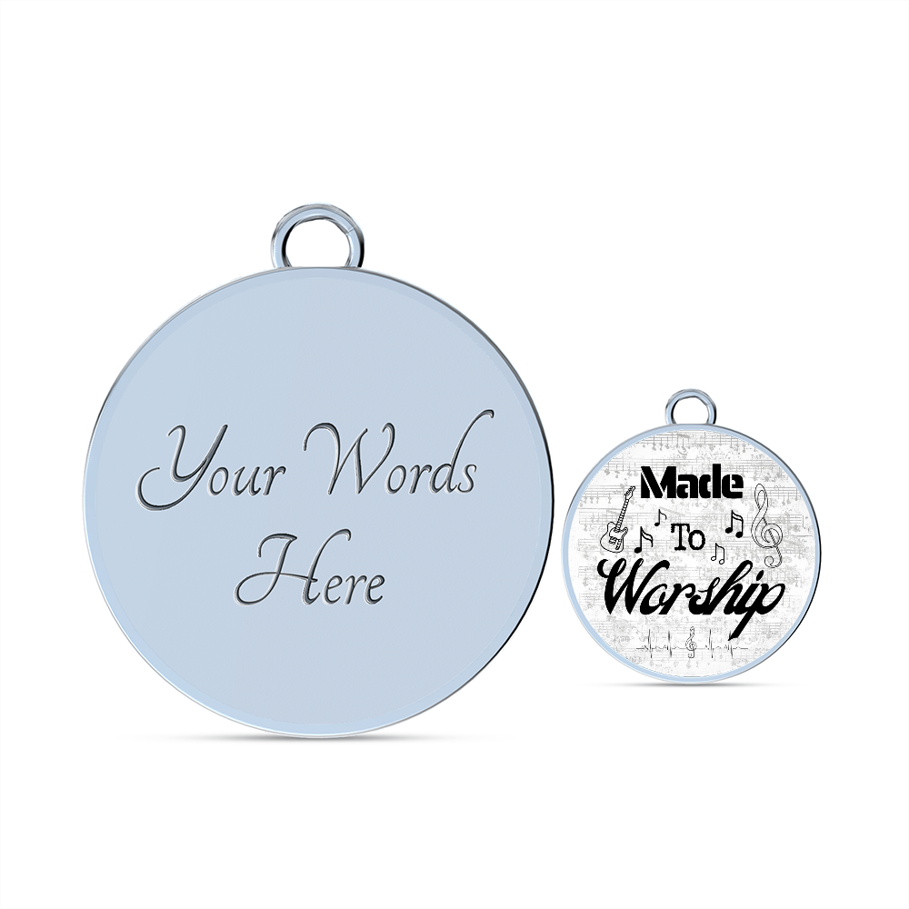Made to Worship Silver Sheet Music | Bangle Circle Pendant | Electric Guitar | Gift for Guitarist