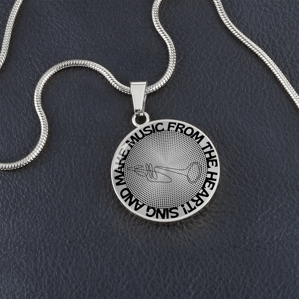 Sing & Make Music From The Heart | Trumpet | Dots | Necklace Circle Pendant