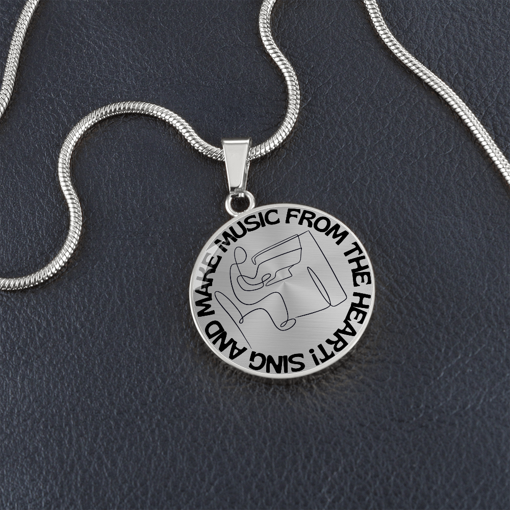 Sing & Make Music From The Heart | Piano | Necklace Circle Pendant
