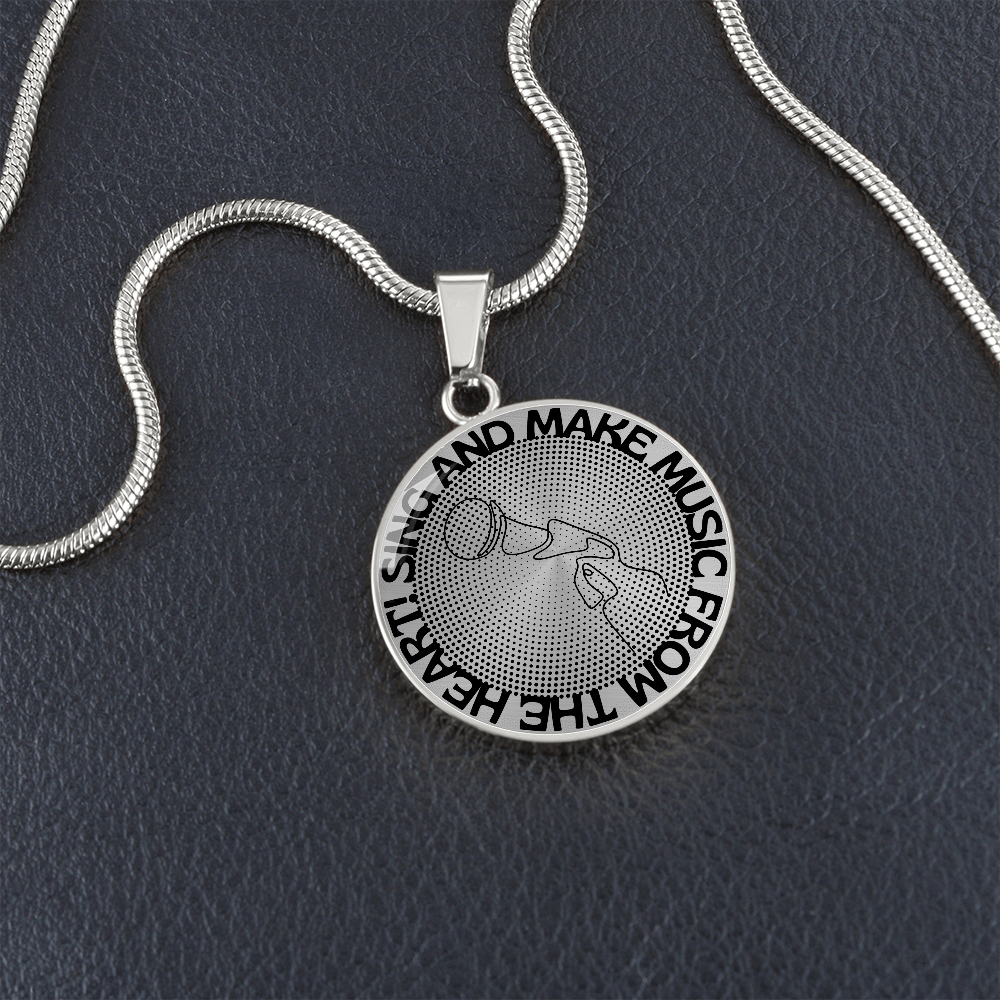 Sing & Make Music From The Heart | Mic | Dots | Necklace Circle Pendant