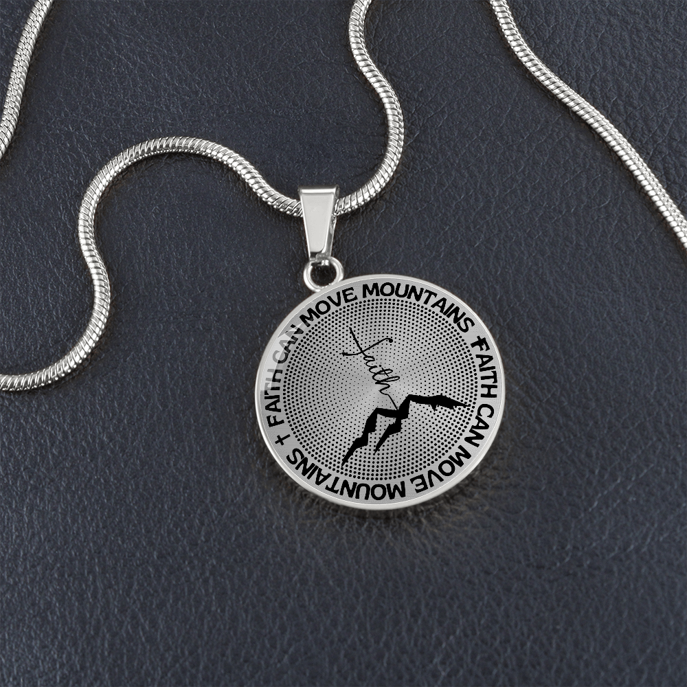 Faith Can Move Mountains | Mountains Faith | Dots | Necklace Circle Pendant
