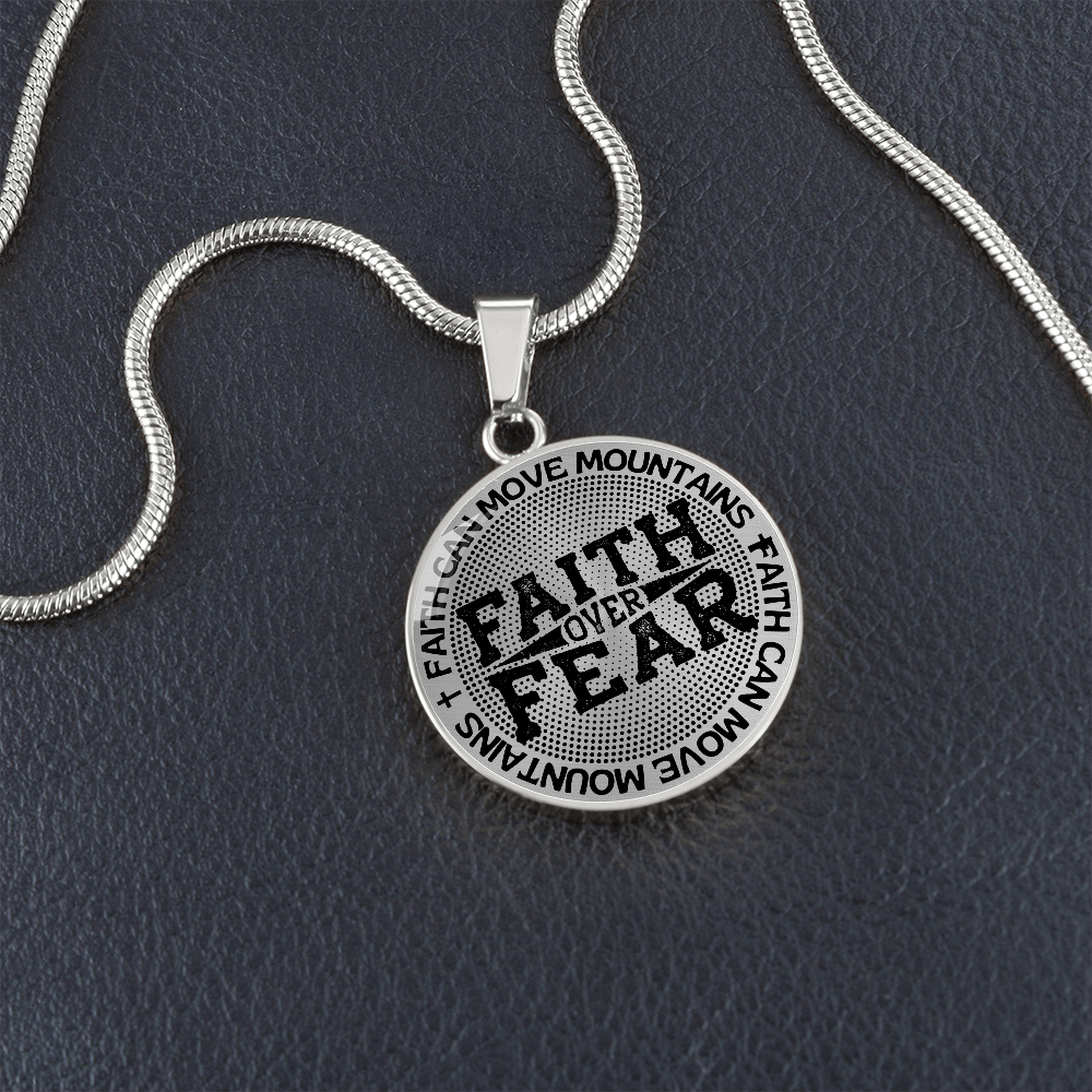 Faith Can Move Mountains | Faith Over Fear | Dots | Necklace Circle Pendant