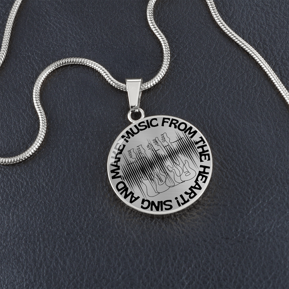 Sing & Make Music From The Heart | Guitars | Sound Wave | Necklace Circle Pendant