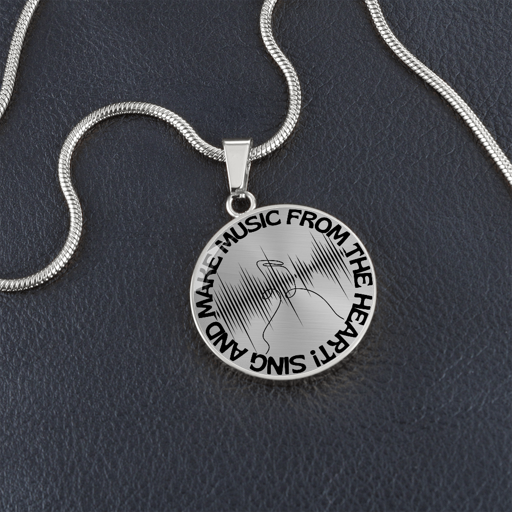 Sing & Make Music From The Heart | Music Notes | Sound Wave | Necklace Circle Pendant