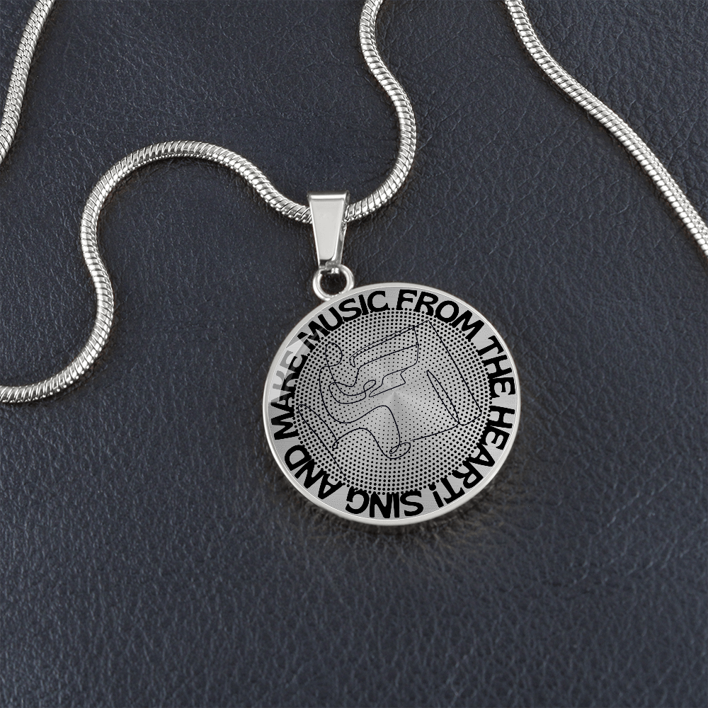 Sing & Make Music From The Heart | Piano | Dots | Necklace Circle Pendant