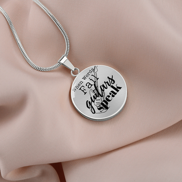 When Words Fail Guitars Speak | Necklace Circle Pendant Snake Chain - Givtz Back
