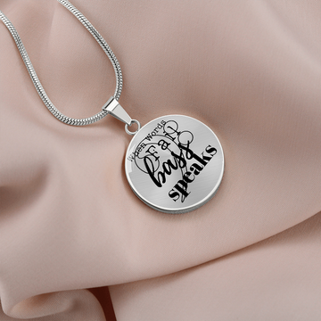 When Words Fail Bass Speaks | Necklace Circle Pendant Snake Chain - Givtz Back