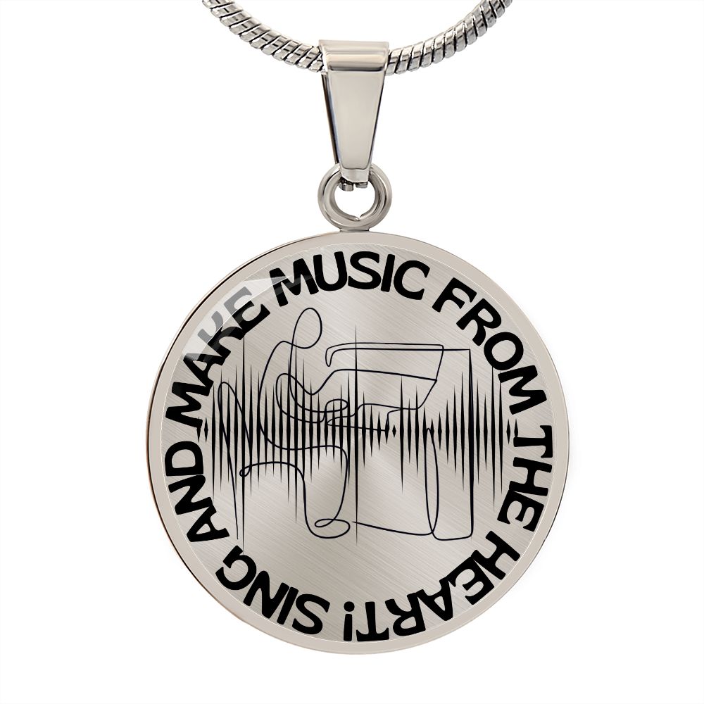 Sing & Make Music From The Heart | Piano | Sound Wave | Necklace Circle Pendant