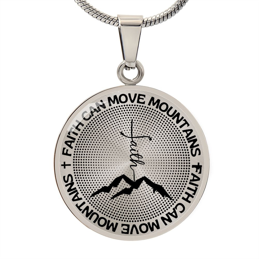 Faith Can Move Mountains | Mountains Faith | Dots | Necklace Circle Pendant