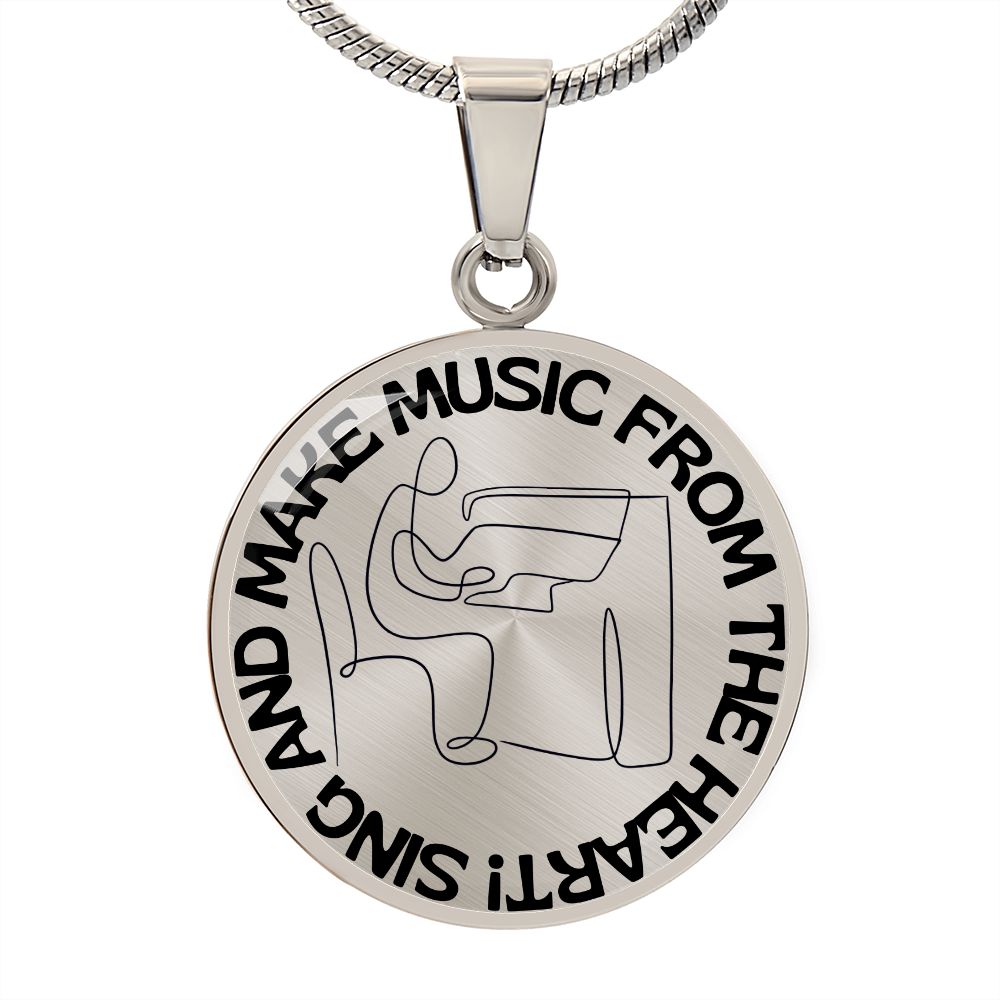 Sing & Make Music From The Heart | Piano | Necklace Circle Pendant