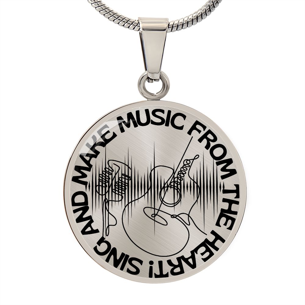 Sing & Make Music From The Heart | Guitar Mic | Sound Wave | Necklace Circle Pendant