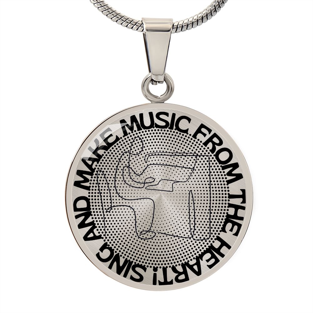 Sing & Make Music From The Heart | Piano | Dots | Necklace Circle Pendant