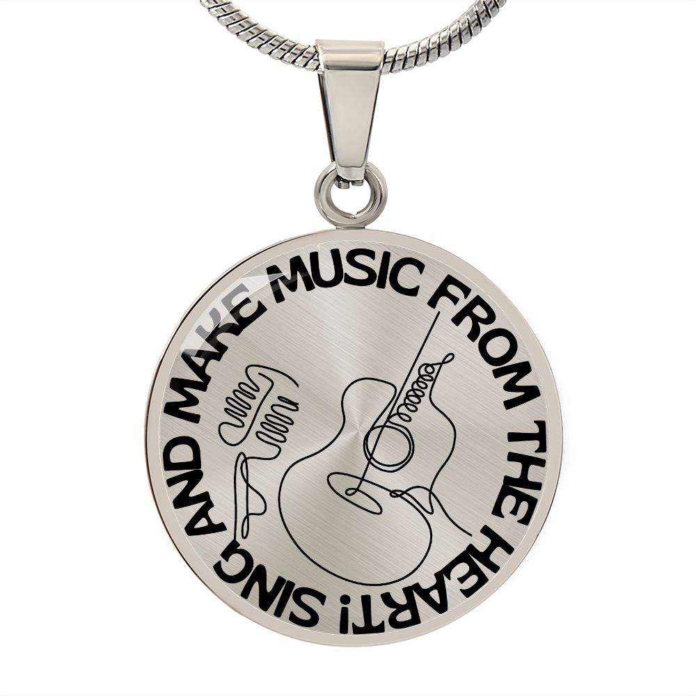 Sing & Make Music From The Heart | Guitar Mic | Necklace Circle Pendant
