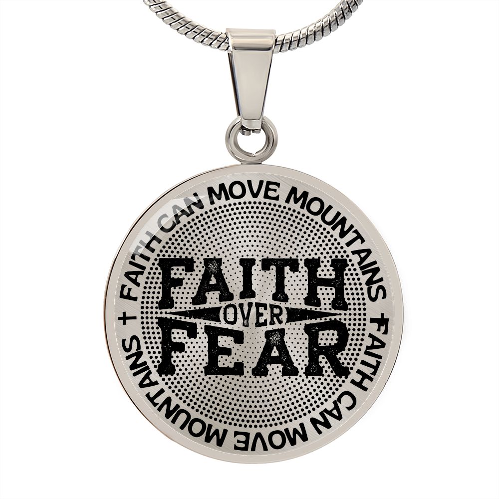 Faith Can Move Mountains | Faith Over Fear | Dots | Necklace Circle Pendant