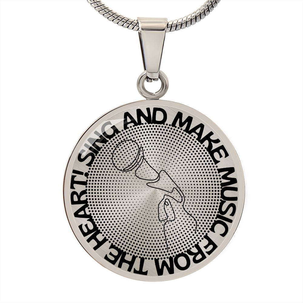 Sing & Make Music From The Heart | Mic | Dots | Necklace Circle Pendant
