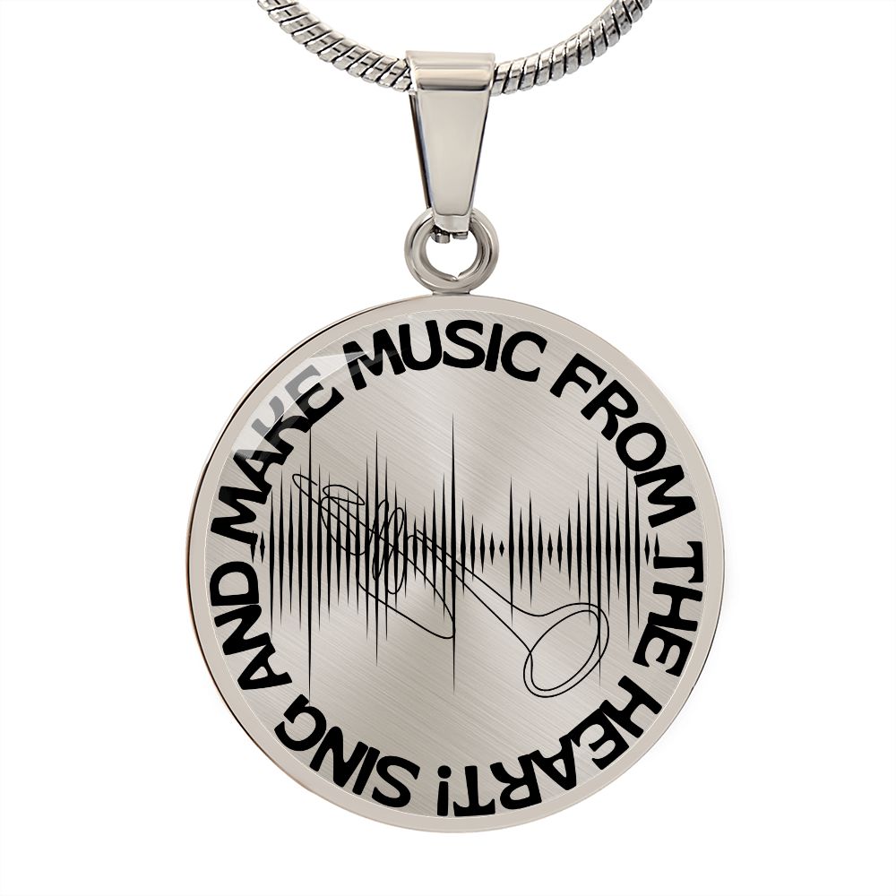 Sing & Make Music From The Heart | Trumpet | Sound Wave | Necklace Circle Pendant