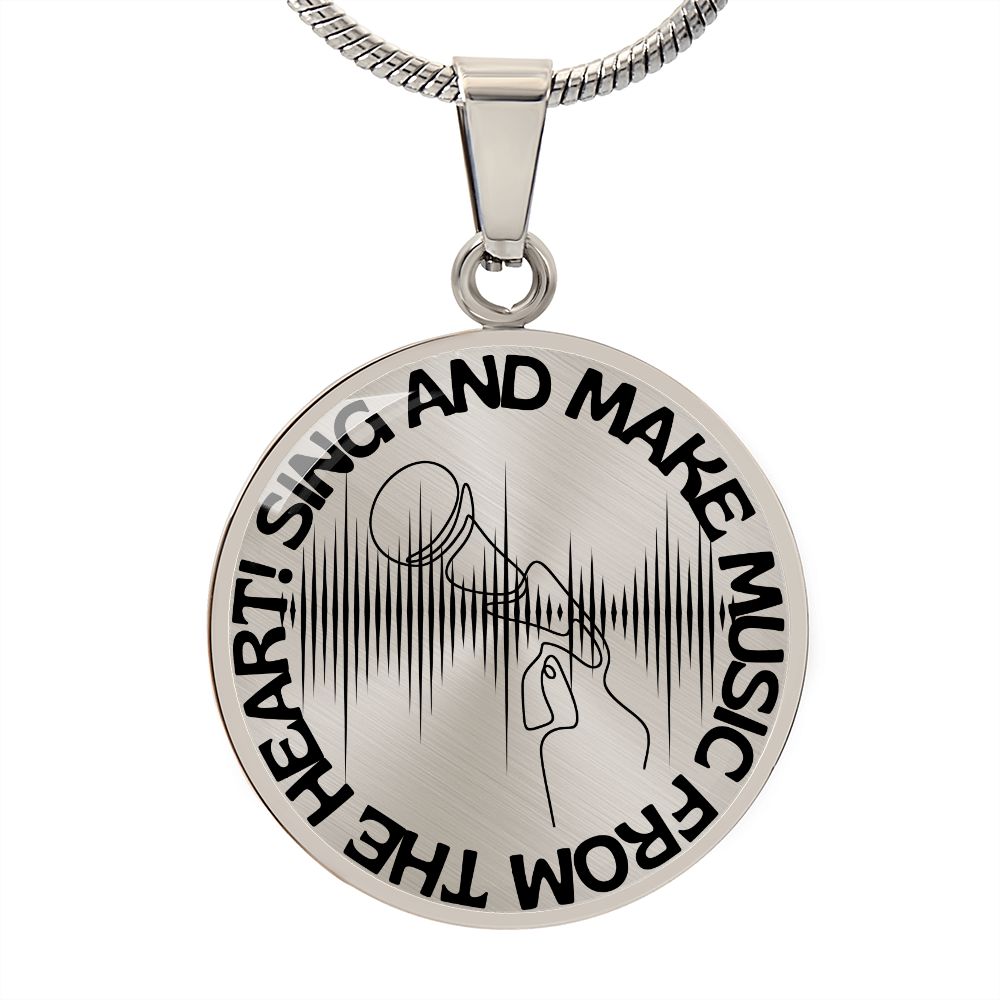 Sing & Make Music From The Heart | Mic | Sound Wave | Necklace Circle Pendant