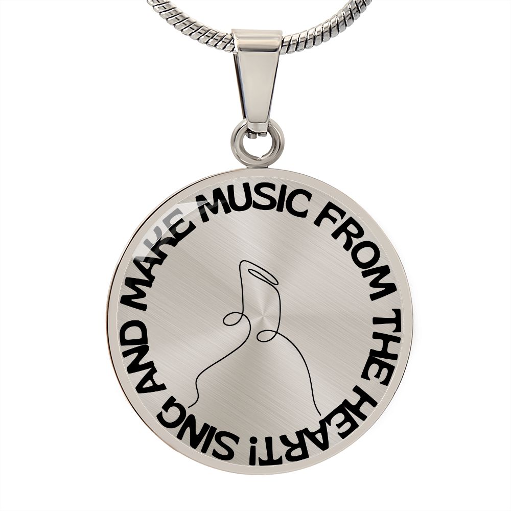 Sing & Make Music From The Heart | Music Notes | Necklace Circle Pendant