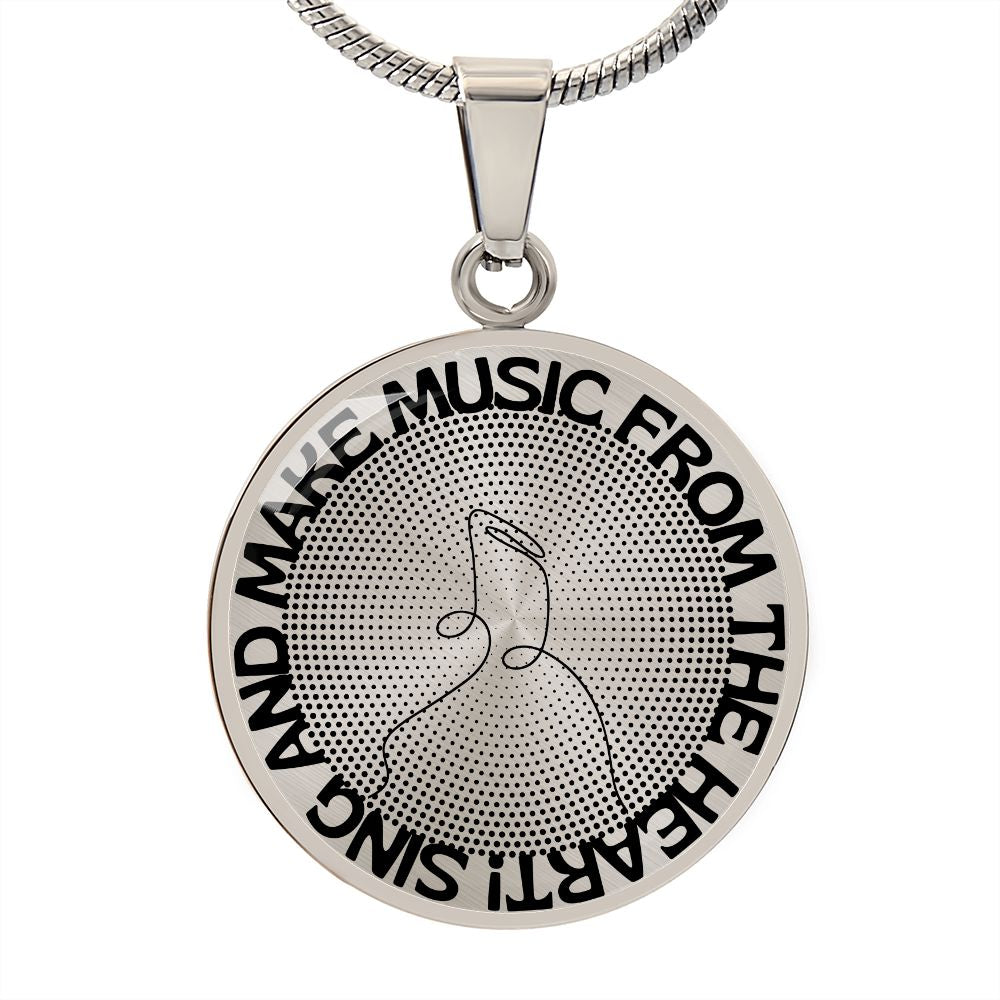 Sing & Make Music From The Heart | Music Notes | Dots | Necklace Circle Pendant