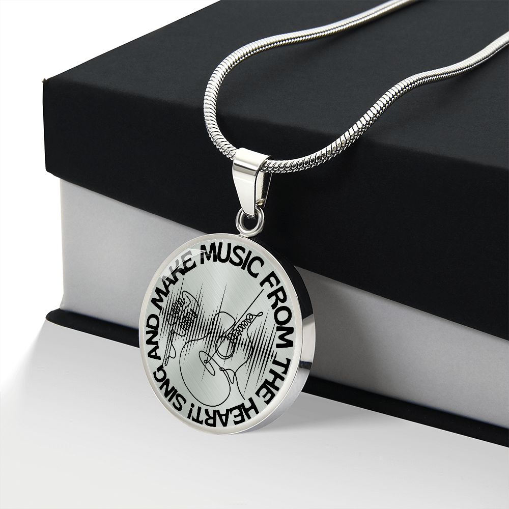 Sing & Make Music From The Heart | Guitar Mic | Sound Wave | Necklace Circle Pendant