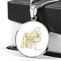 Grand Piano Gold Splatter | Circle Pendant Necklace | Gift for Pianist - Givtz Back