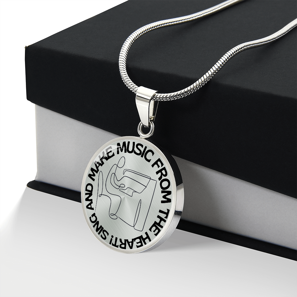 Sing & Make Music From The Heart | Piano | Necklace Circle Pendant
