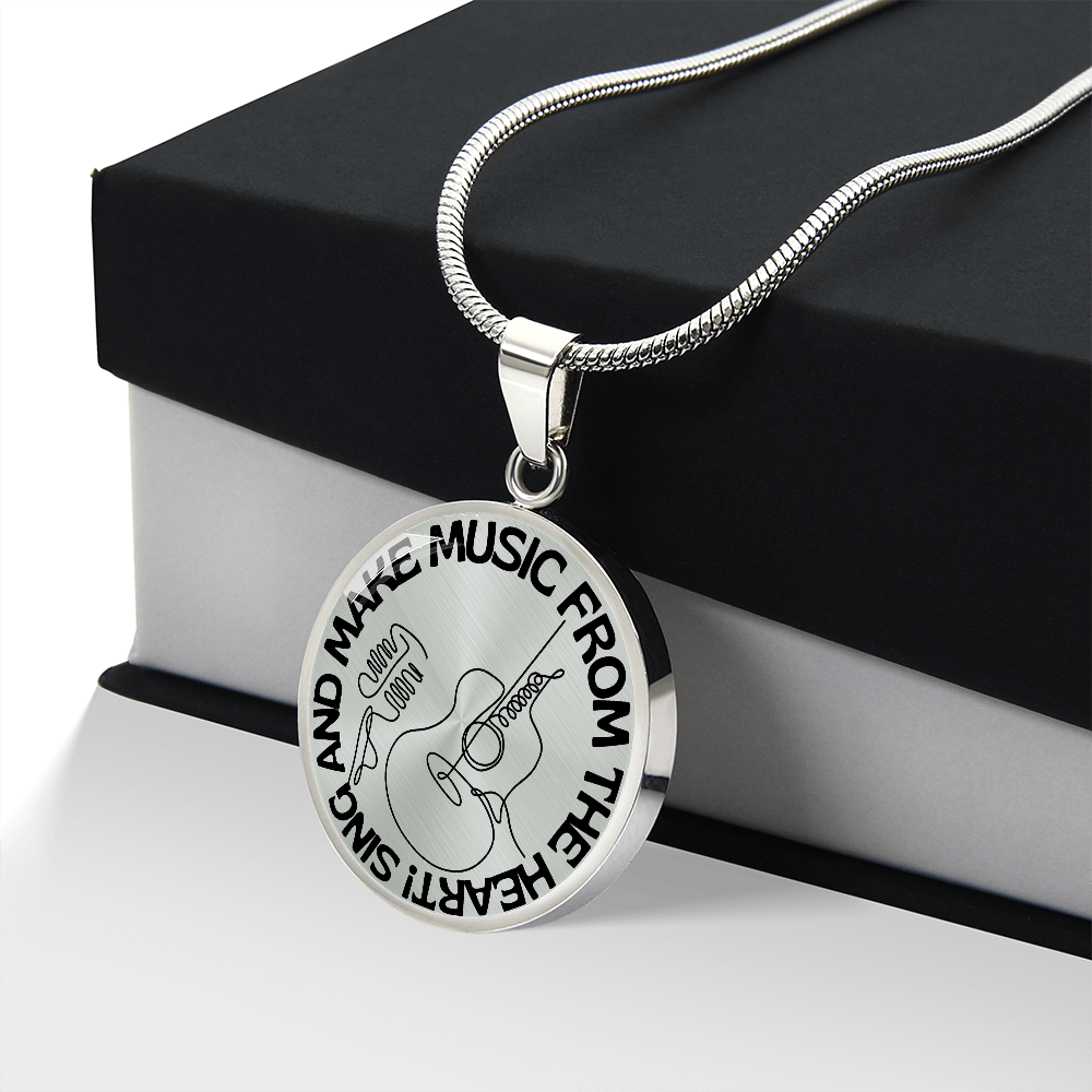 Sing & Make Music From The Heart | Guitar Mic | Necklace Circle Pendant