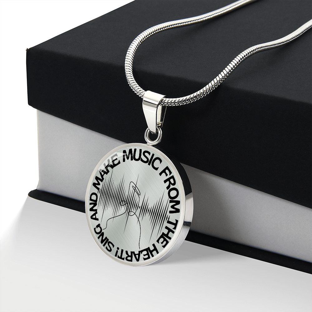 Sing & Make Music From The Heart | Music Notes | Sound Wave | Necklace Circle Pendant