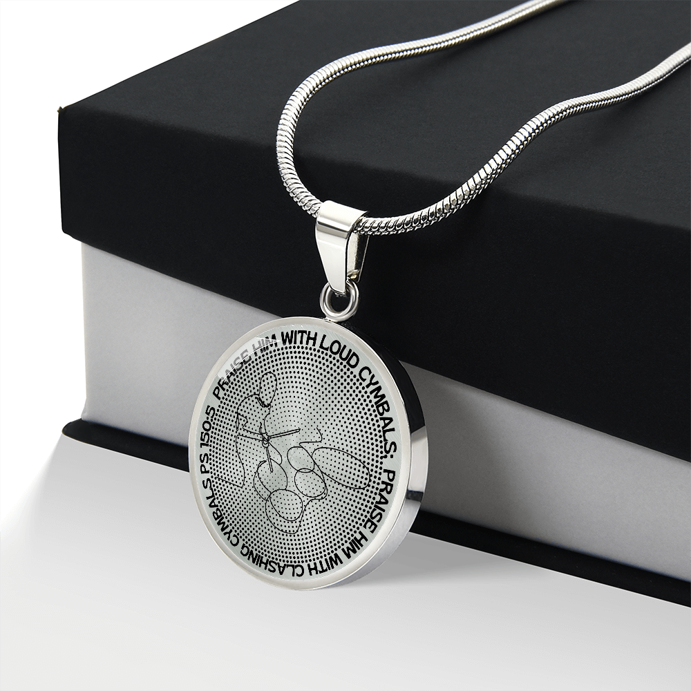 Praise Him With Loud Cymbals | Drummer | Dots | Necklace Circle Pendant