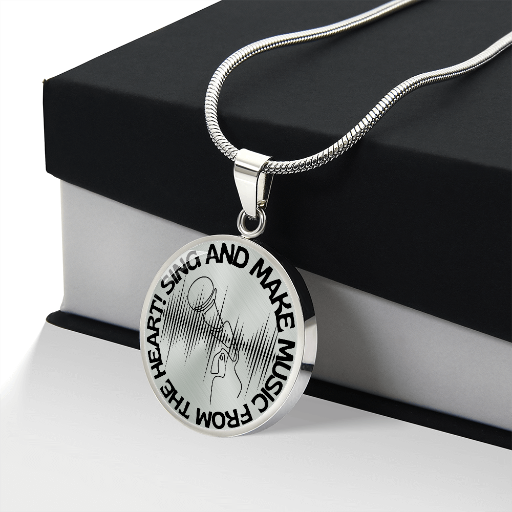 Sing & Make Music From The Heart | Mic | Sound Wave | Necklace Circle Pendant