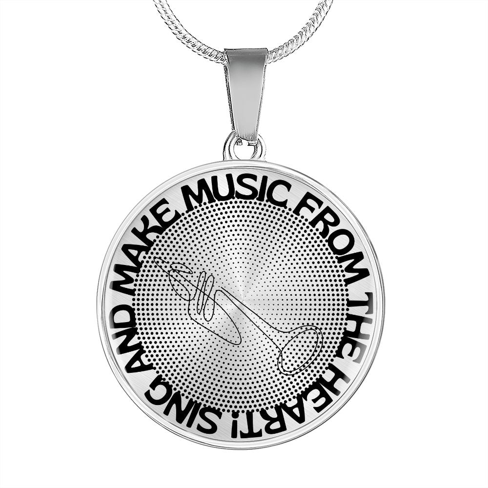 Sing & Make Music From The Heart | Trumpet | Dots | Necklace Circle Pendant