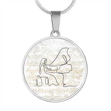 Grand Piano Sheet Music | Circle Pendant Necklace | Gift for Pianist - Givtz Back