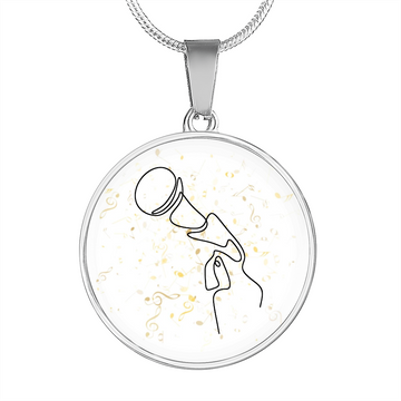 Microphone Music Notes | Circle Pendant Necklace | Gift for Singer - Givtz Back