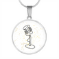 Vintage Microphone Music Notes | Circle Pendant Necklace | Gift for Singer - Givtz Back