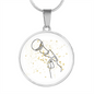 Microphone Gold Stars | Circle Pendant Necklace | Gift for Singer - Givtz Back