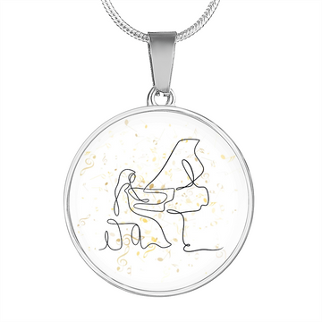 Grand Piano Music Notes | Circle Pendant Necklace | Gift for Pianist - Givtz Back