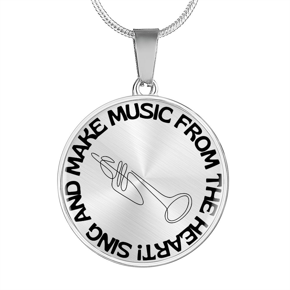 Sing & Make Music From The Heart | Trumpet | Necklace Circle Pendant