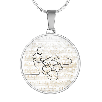 Drummer Sheet Music | Circle Pendant Necklace | Gift for Drummer - Givtz Back