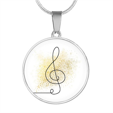 Music Clef Gold Splatter | Circle Pendant Necklace | Gift for Musician - Givtz Back