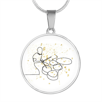 Drummer Gold Stars | Circle Pendant Necklace | Gift for Drummer - Givtz Back