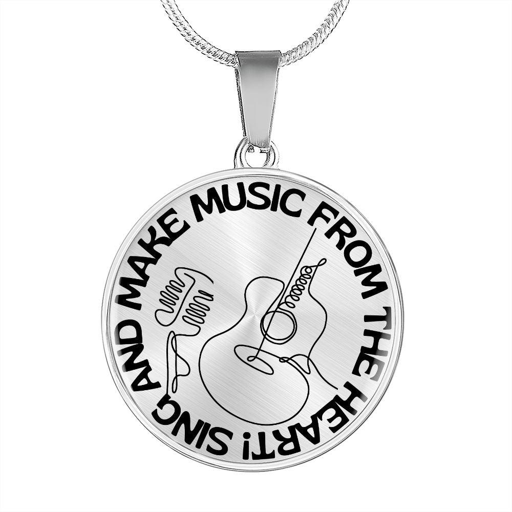 Sing & Make Music From The Heart | Guitar Mic | Necklace Circle Pendant
