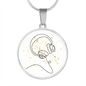 Head Phones Gold Stars | Circle Pendant Necklace | Gift for Music Lover - Givtz Back
