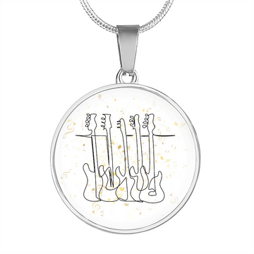 Bass Guitars Music Notes | Circle Pendant Necklace | Gift for Bass Guitarist - Givtz Back