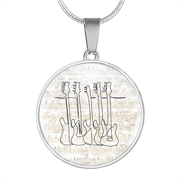 Bass Guitars Sheet Music | Circle Pendant Necklace | Gift for Bass Guitarist - Givtz Back
