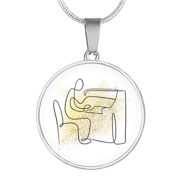 Piano Gold Splatter | Circle Pendant Necklace | Gift for Pianist - Givtz Back