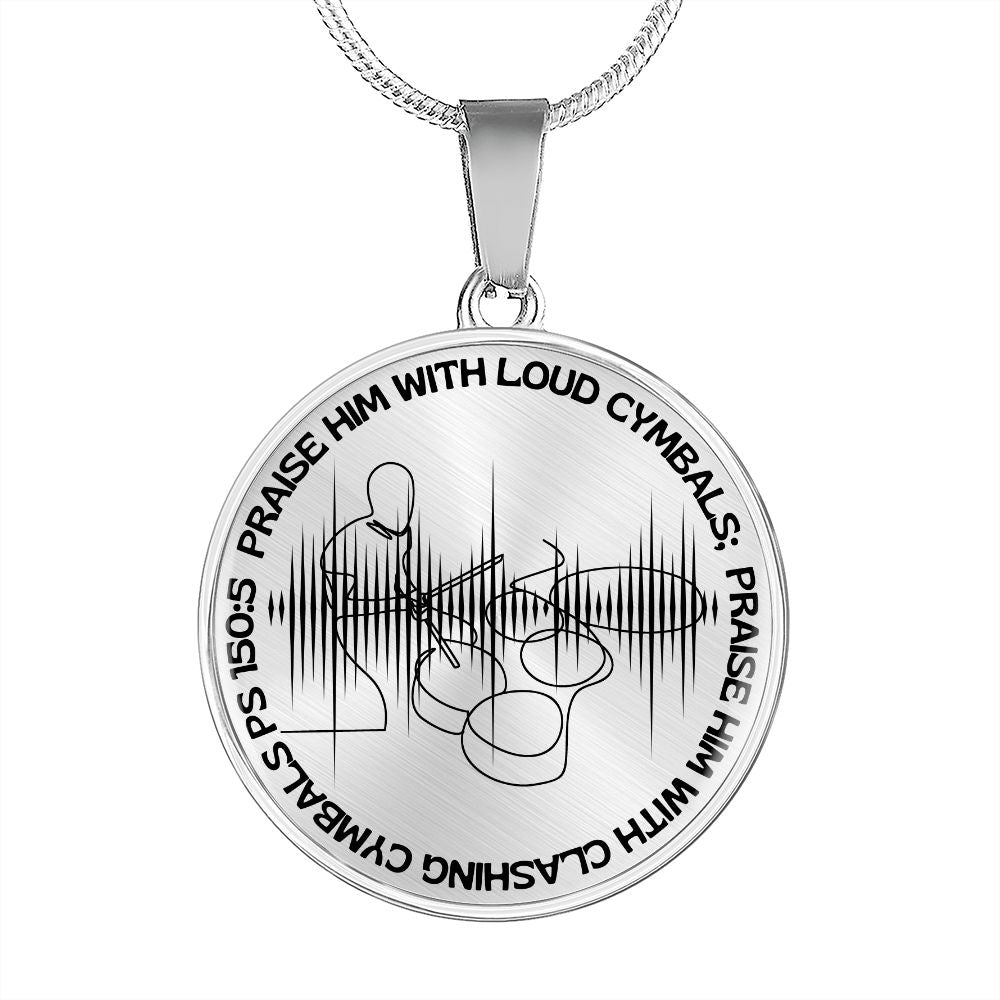 Praise Him With Loud Cymbals | Drummer | Sound Wave | Necklace Circle Pendant