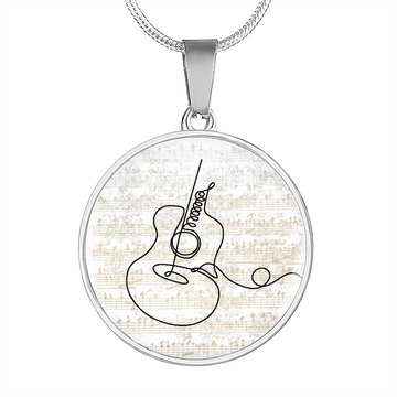 Acoustic Guitar Sheet Music | Circle Pendant Necklace | Gift for Guitarist - Givtz Back